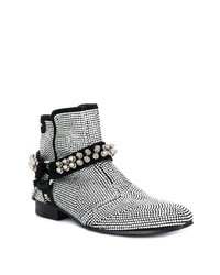 silberne verzierte Leder Stiefeletten von Philipp Plein