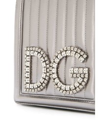 silberne verzierte Leder Umhängetasche von Dolce & Gabbana