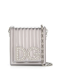 silberne verzierte Leder Umhängetasche von Dolce & Gabbana