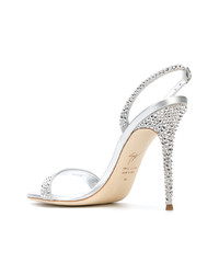 silberne verzierte Sandaletten von Giuseppe Zanotti Design