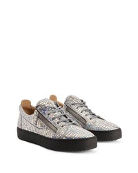 silberne Wildleder niedrige Sneakers von Giuseppe Zanotti