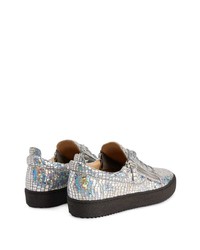 silberne Wildleder niedrige Sneakers von Giuseppe Zanotti