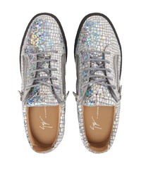 silberne Wildleder niedrige Sneakers von Giuseppe Zanotti