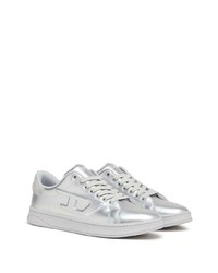 silberne Wildleder niedrige Sneakers von Diesel