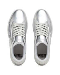 silberne Wildleder niedrige Sneakers von Diesel