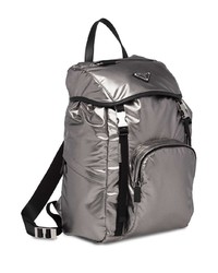 silberner Leder Rucksack von Prada