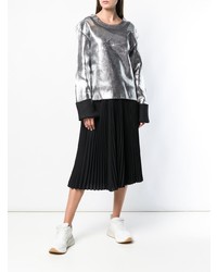 silberner Pullover mit einem Rundhalsausschnitt von MM6 MAISON MARGIELA