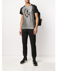 silbernes bedrucktes T-Shirt mit einem Rundhalsausschnitt von Just Cavalli