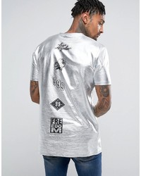 silbernes bedrucktes T-shirt von Asos
