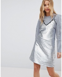 silbernes Camisole-Kleid aus Pailletten von New Look
