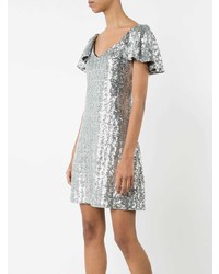 silbernes gerade geschnittenes Kleid aus Pailletten von Saint Laurent