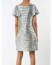silbernes gerade geschnittenes Kleid aus Pailletten von Saint Laurent