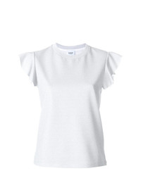 silbernes T-Shirt mit einem Rundhalsausschnitt mit Rüschen von Dondup
