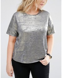 silbernes T-Shirt mit einem Rundhalsausschnitt von Asos