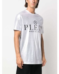 silbernes T-Shirt mit einem Rundhalsausschnitt von Philipp Plein