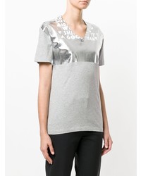 silbernes T-Shirt mit einem V-Ausschnitt von Maison Margiela