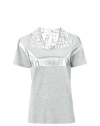 silbernes T-Shirt mit einem V-Ausschnitt von Maison Margiela
