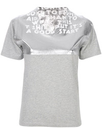 silbernes T-Shirt mit einem V-Ausschnitt von MM6 MAISON MARGIELA