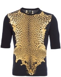 T-Shirt mit einem Rundhalsausschnitt mit Leopardenmuster