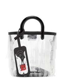 transparente Shopper Tasche aus Leder mit Fransen