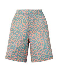 türkise Bermuda-Shorts mit Leopardenmuster
