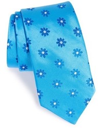 türkise Krawatte mit Blumenmuster