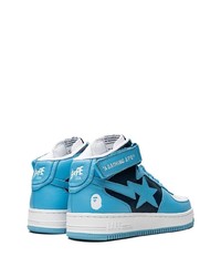 türkise Leder niedrige Sneakers von A Bathing Ape