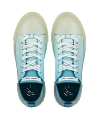 türkise Leder niedrige Sneakers von Giuseppe Zanotti