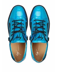 türkise Leder niedrige Sneakers von Giuseppe Zanotti