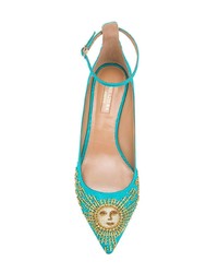 türkise Leder Pumps von Aquazzura