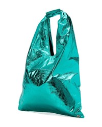 türkise Shopper Tasche aus Leder von MM6 MAISON MARGIELA