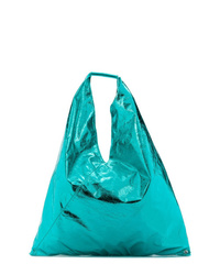 türkise Shopper Tasche aus Leder von MM6 MAISON MARGIELA