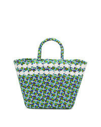 türkise Shopper Tasche mit Blumenmuster