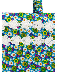 türkise Shopper Tasche mit Blumenmuster von Faliero Sarti