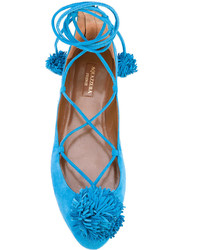 türkise Wildleder Ballerinas von Aquazzura