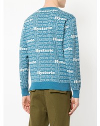 türkiser bedruckter Pullover mit einem Rundhalsausschnitt von Hysteric Glamour