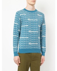 türkiser bedruckter Pullover mit einem Rundhalsausschnitt von Hysteric Glamour