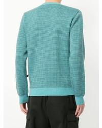 türkiser bedruckter Pullover mit einem Rundhalsausschnitt von JW Anderson