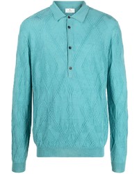 türkiser Polo Pullover mit Argyle-Muster