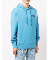 türkiser Pullover mit einem Kapuze von Moschino