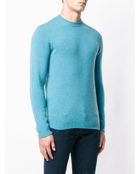 türkiser Pullover mit einem Rundhalsausschnitt von Roberto Collina