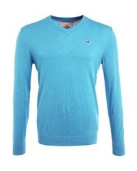 türkiser Pullover mit einem V-Ausschnitt von Hollister Co.