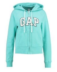 türkiser Pullover mit einer Kapuze von Gap