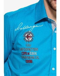 türkises bedrucktes Langarmhemd von Cipo & Baxx