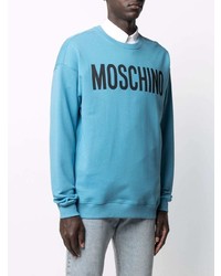 türkises bedrucktes Sweatshirt von Moschino