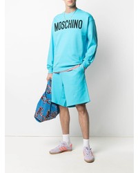 türkises bedrucktes Sweatshirt von Moschino