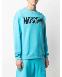 türkises bedrucktes Sweatshirt von Moschino