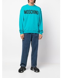 türkises bedrucktes Sweatshirt von Moschino