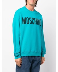 türkises bedrucktes Sweatshirt von Moschino