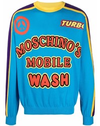 türkises bedrucktes Sweatshirt von Moschino